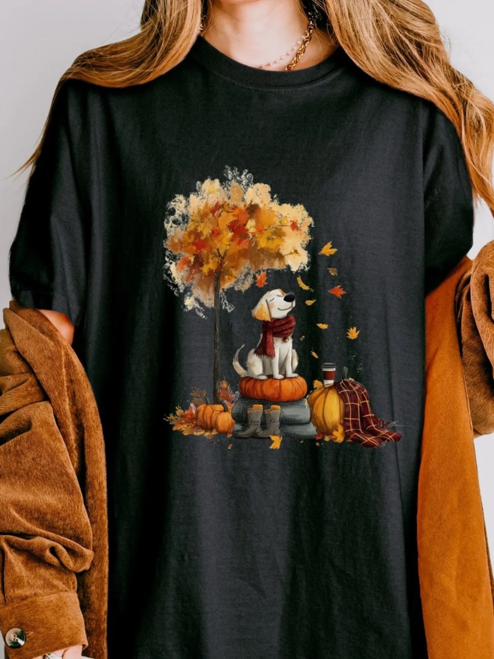 Black Fall Dog Graphic Tee